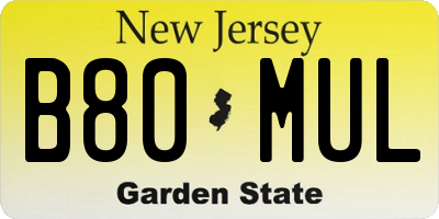 NJ license plate B80MUL