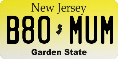 NJ license plate B80MUM
