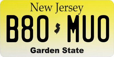 NJ license plate B80MUO