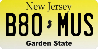 NJ license plate B80MUS