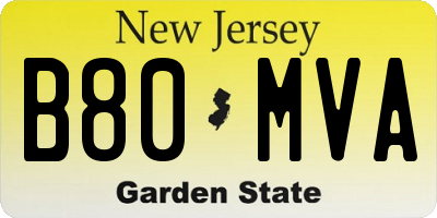 NJ license plate B80MVA
