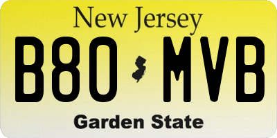 NJ license plate B80MVB