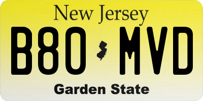 NJ license plate B80MVD
