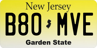 NJ license plate B80MVE