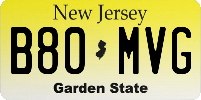 NJ license plate B80MVG