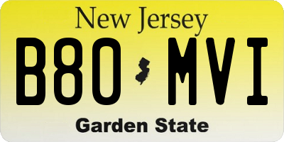 NJ license plate B80MVI