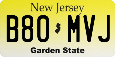 NJ license plate B80MVJ