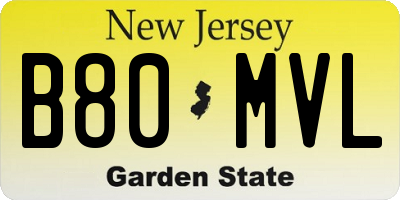 NJ license plate B80MVL