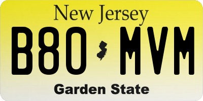 NJ license plate B80MVM