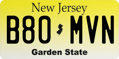 NJ license plate B80MVN