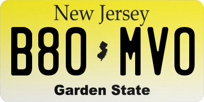NJ license plate B80MVO