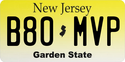 NJ license plate B80MVP