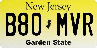 NJ license plate B80MVR