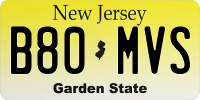 NJ license plate B80MVS
