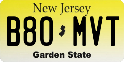 NJ license plate B80MVT