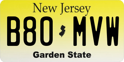 NJ license plate B80MVW