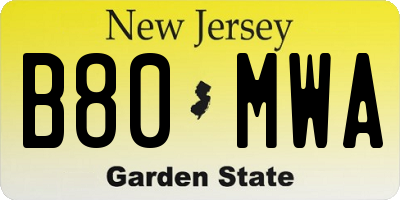 NJ license plate B80MWA