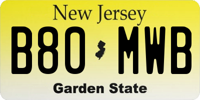 NJ license plate B80MWB