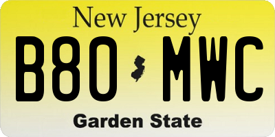 NJ license plate B80MWC