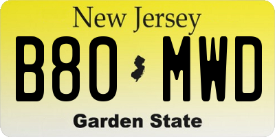 NJ license plate B80MWD