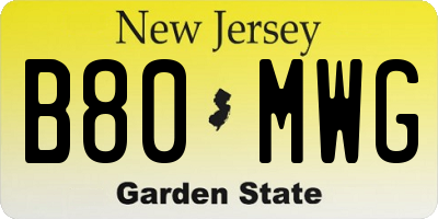 NJ license plate B80MWG