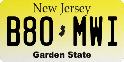 NJ license plate B80MWI