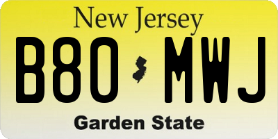 NJ license plate B80MWJ