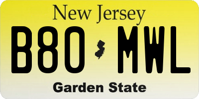 NJ license plate B80MWL
