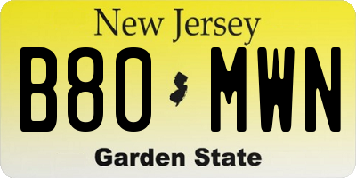 NJ license plate B80MWN