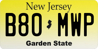 NJ license plate B80MWP