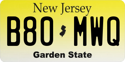 NJ license plate B80MWQ