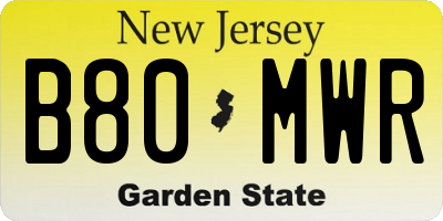 NJ license plate B80MWR