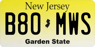 NJ license plate B80MWS