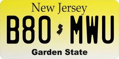 NJ license plate B80MWU