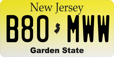 NJ license plate B80MWW