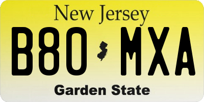 NJ license plate B80MXA