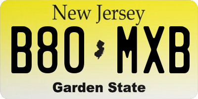 NJ license plate B80MXB