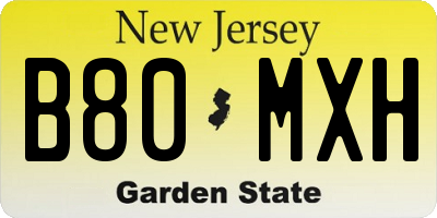NJ license plate B80MXH