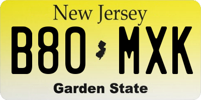 NJ license plate B80MXK