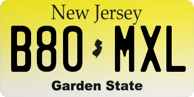 NJ license plate B80MXL