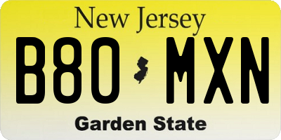 NJ license plate B80MXN