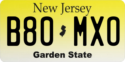 NJ license plate B80MXO