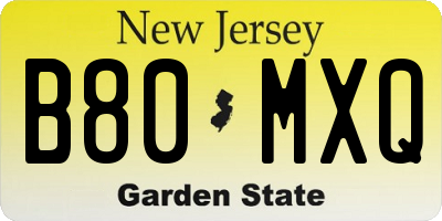 NJ license plate B80MXQ