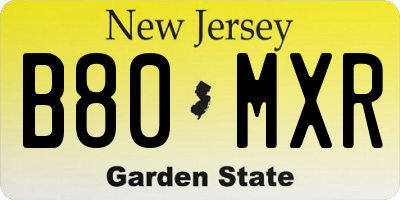 NJ license plate B80MXR