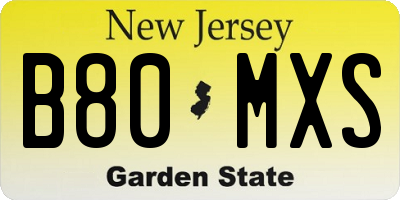 NJ license plate B80MXS