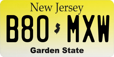 NJ license plate B80MXW