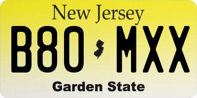 NJ license plate B80MXX