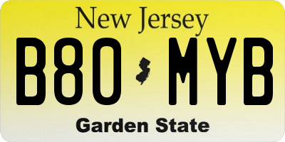NJ license plate B80MYB