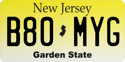 NJ license plate B80MYG