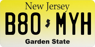 NJ license plate B80MYH